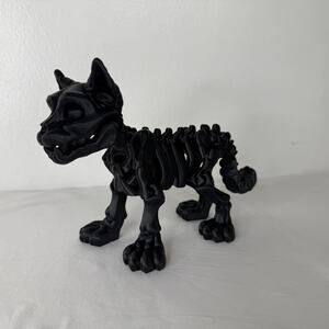Articulated Skeleton Cat Animal Cat Figure Black Toy Halloween Decor Plastic